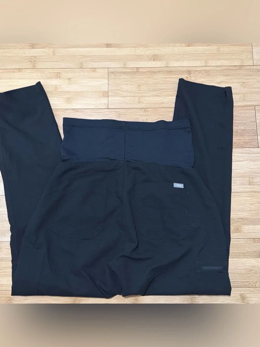 Figs Maternity Black Stretch Knit Leggings with Overband Panel